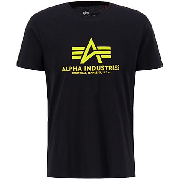 Alpha Industries  T-Shirt Basic T-Shirt Neon Print - black/neon yellow günstig online kaufen