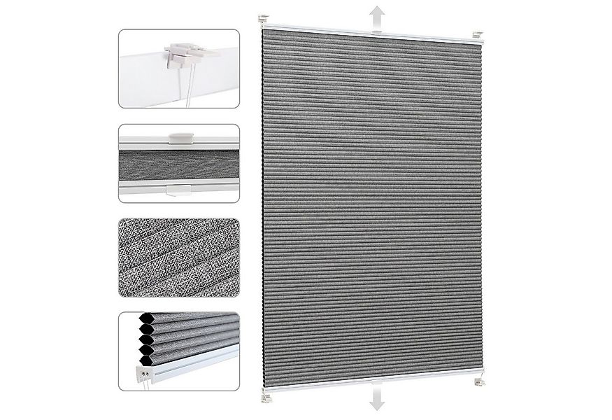 Sekey Wabenplissee Plissee ohne Bohren Verdunkelung Rollo 100% verdunkelnd günstig online kaufen