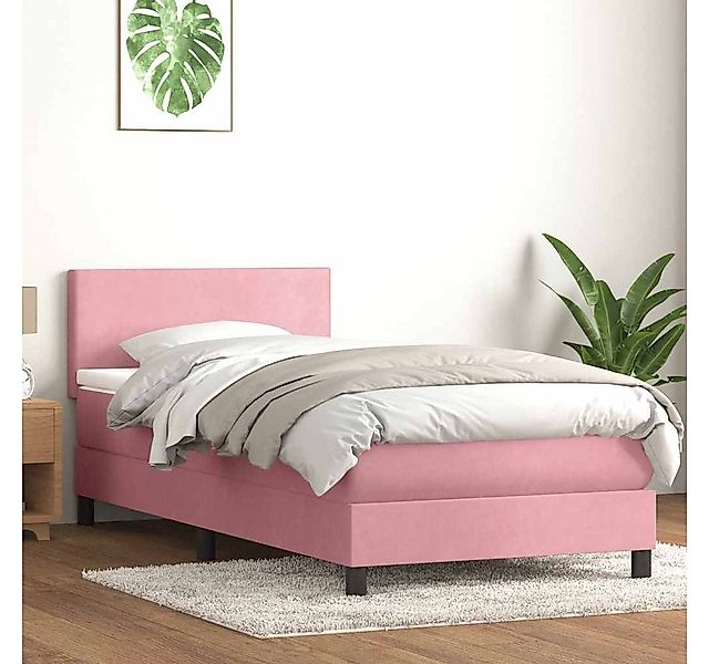 vidaXL Boxspringbett, Boxspringbett mit Matratze Rosa 80x220 cm Samt günstig online kaufen