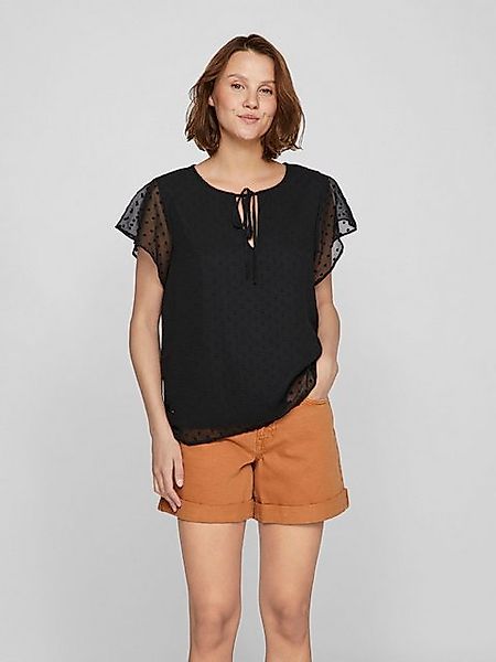 Vila Blusenshirt Transparente Shirt Bluse mit Tupfenmuster und Schnürdetail günstig online kaufen