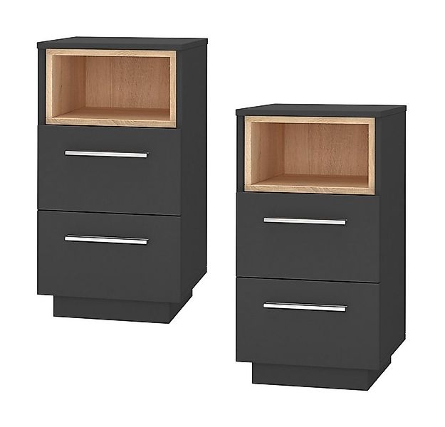 Vicco Nachtschrank Beatrice, Anthrazit/Sonoma, 36 x 68 cm 2er Set günstig online kaufen