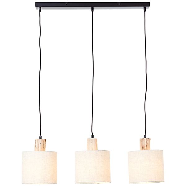 Brilliant Pendelleuchte »Pia« E27 1 Stk. Hängelampe 3flg Balken schwarz/nat günstig online kaufen