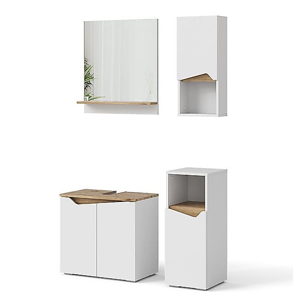 Vicco Badmöbel-Set Marelle, Weiß/Artisan-Eiche, 4 Teile, günstig online kaufen