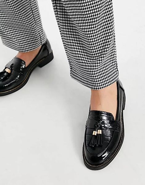Schuh – Lailah – Loafer mit Bommel in Kroko-schwarz günstig online kaufen