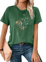 PYLIKE Print-Shirt Damen Casual Kurzarmshirt mit günstig online kaufen