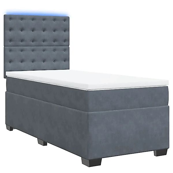 vidaXL Boxspringbett mit Matratze Dunkelgrau 80x200 cm Samt 3293075 günstig online kaufen