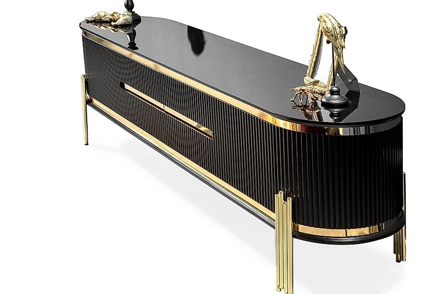 Xlmoebel Lowboard Luxus RTV Fernsehtisch in Schwarz und Gold für stilvolle günstig online kaufen