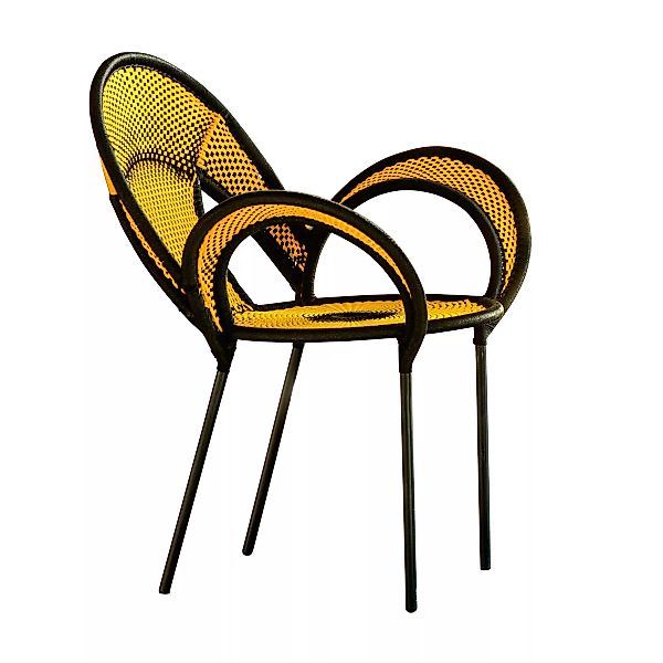 Moroso - Banjooli Sessel - schwarz/gelb/handgeflochten/Gestell Stahl lackie günstig online kaufen