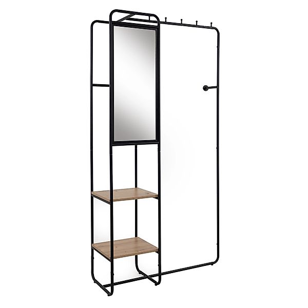 Furn.Design Kompaktgarderobe Schwarz Metall 100 cm mit Spiegel Wick günstig online kaufen