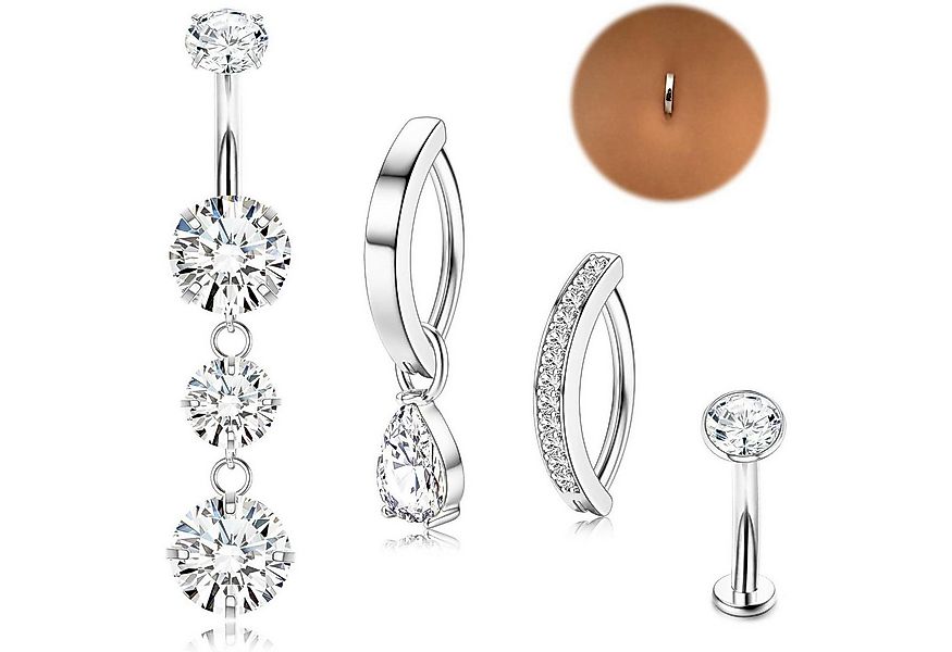 Chriscoco Bauchnabelpiercing-Set 14G Bauchnabelpiercing Chirurgenstahl Silb günstig online kaufen