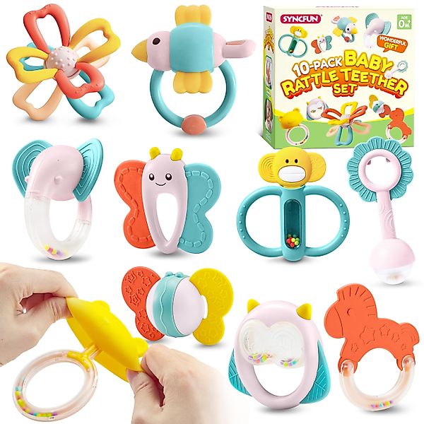 SYNCFUN Greifspielzeug Rassel Beißspielzeug Baby Set günstig online kaufen