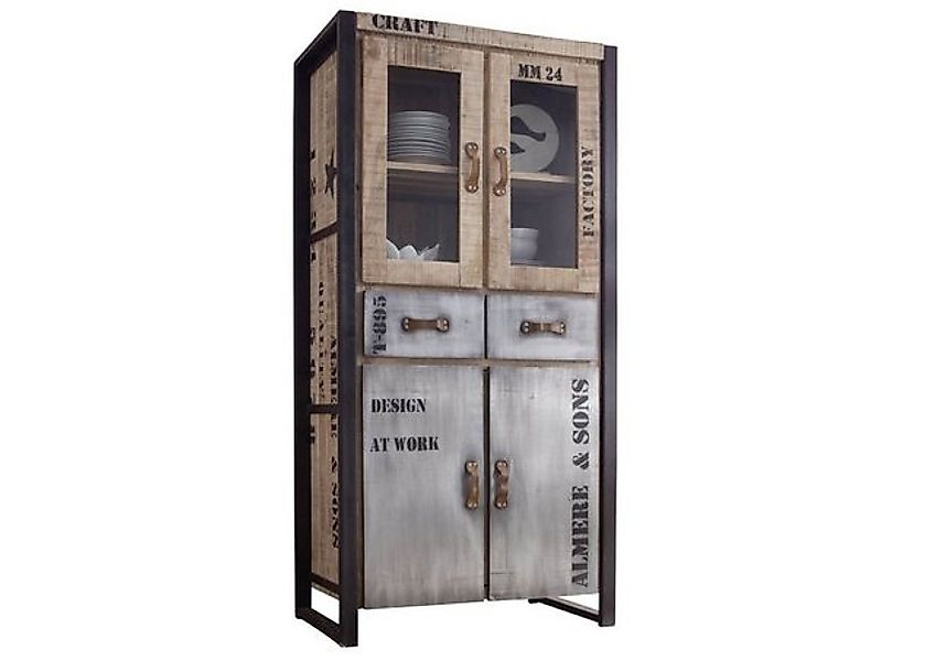 Massivmoebel24 Standvitrine #136 (Vitrine Mango 90x50x180 natur bedruckt FA günstig online kaufen
