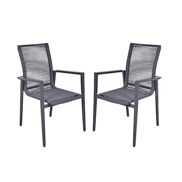 Garden Pleasure Stapelstuhl Silea 2er Set 85 cm x 56 cm x 60 cm Anthrazit günstig online kaufen