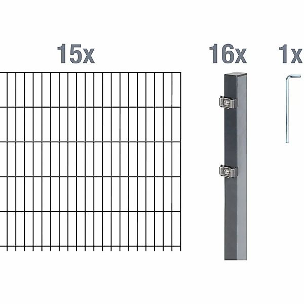 Alberts Doppelstabmattenzaun Grundset, (Set), Höhe: 80-160 günstig online kaufen
