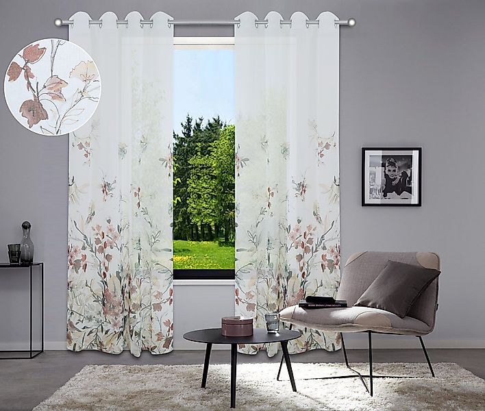 Home affaire Gardine Friesach (1 St), Ösen, transparent, Blumenmuster, tran günstig online kaufen