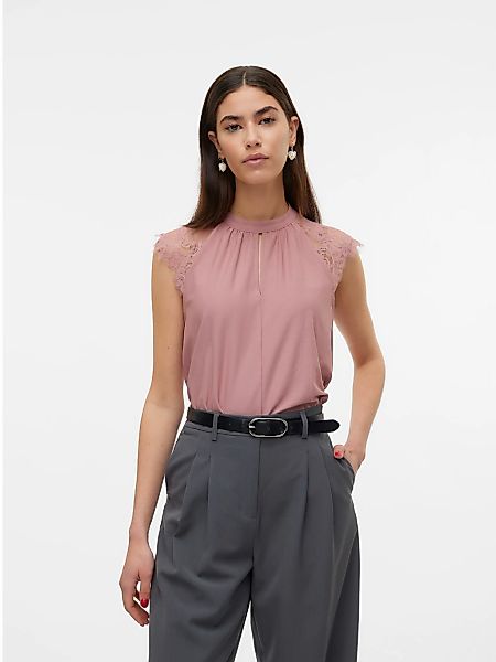 Vero Moda Spitzentop "VMMILLA SL LACE TEE" Materialmix, regular fit günstig online kaufen