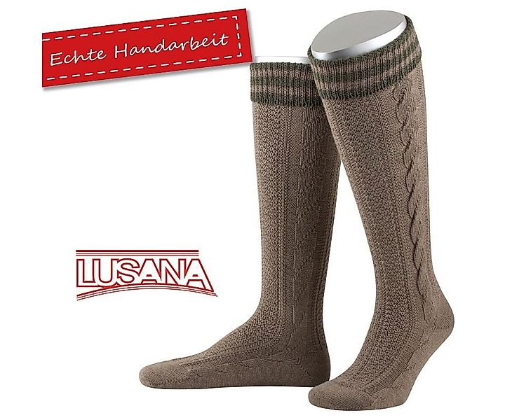 Lusana Trachtensocken Kniestrumpf mit handgez. Zopf günstig online kaufen
