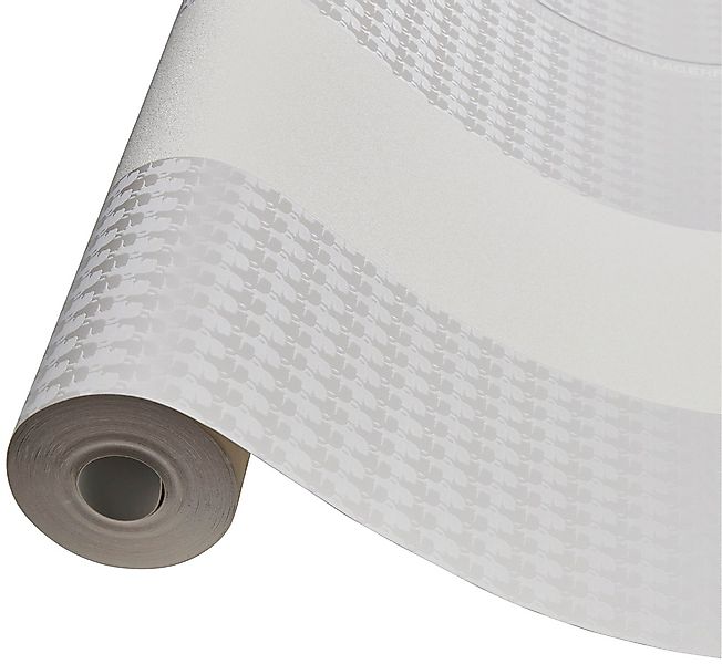 Bricoflor Moderne Tapete in Weiß Silber Metallic Streifentapete mit Fashion günstig online kaufen
