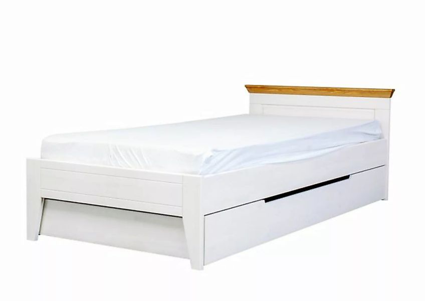 Woodroom Einzelbett Vik (Kiefer massiv weiß gewachst), inkl. Bettkasten günstig online kaufen