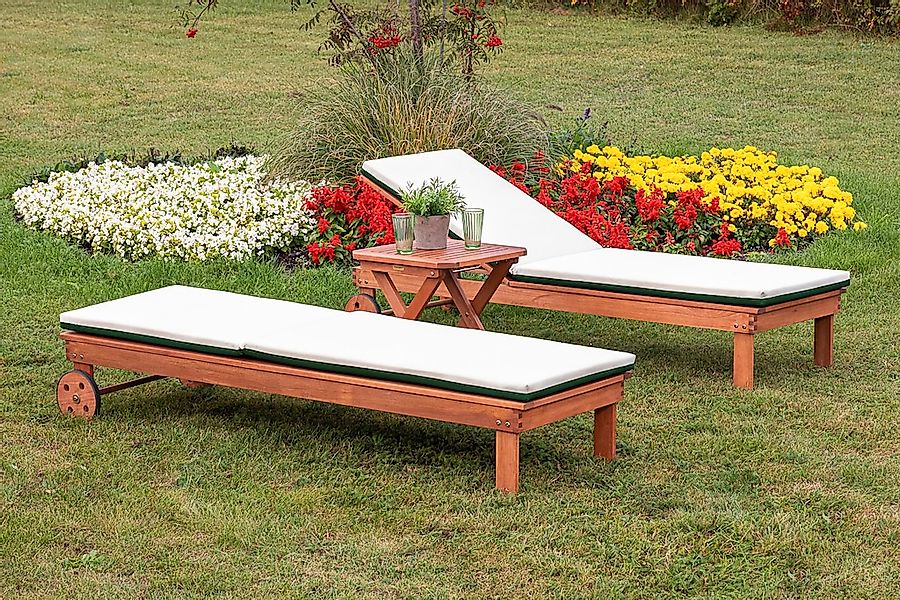 MERXX Gartenliege "Aktionsliegen Set", (3 St.), 2 Liegen mit Auflage, 1 Hoc günstig online kaufen