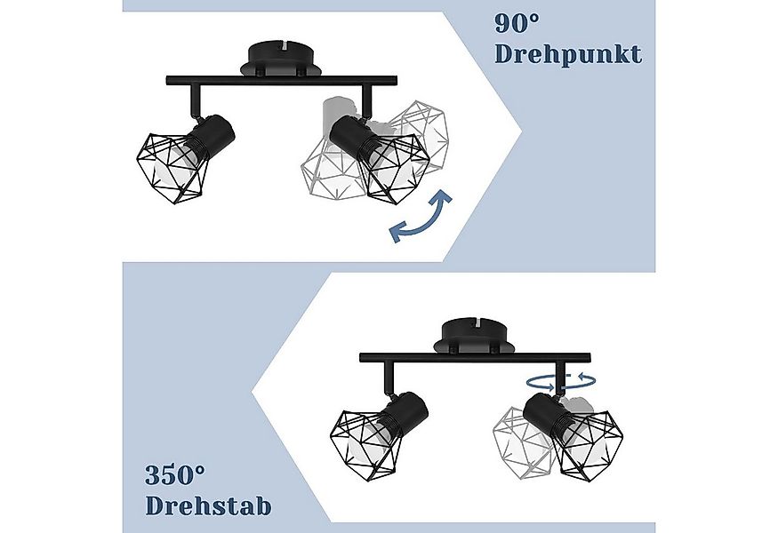 ZMH Deckenleuchte 2 Flammig Schwenkbar Deckenstrahler - Innen Weiß Industri günstig online kaufen