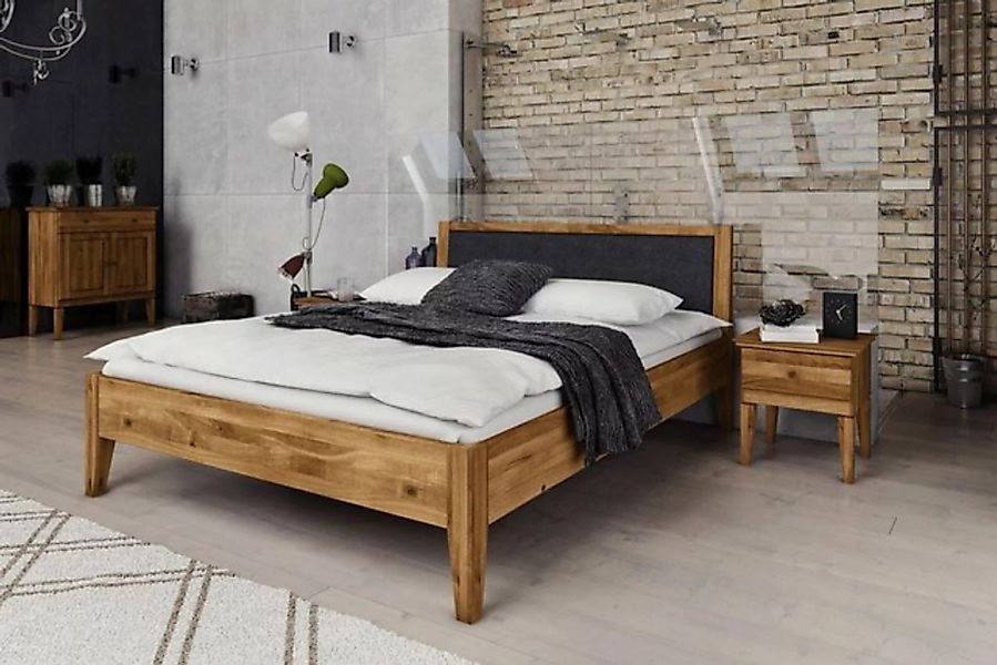 Natur24 Einzelbett Bett Sydo 9 kernbuche massiv 160x200cm mit Polsterkopfte günstig online kaufen