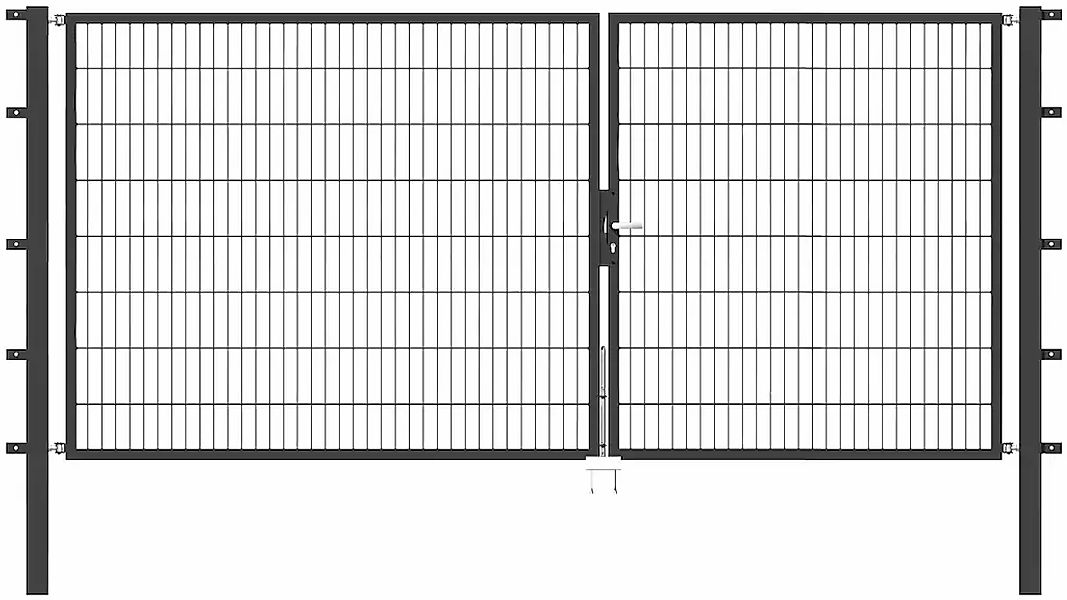 Metallzaun Doppeltor für Doppelstabmatte Anthrazit z. Einbeton. 160 cm x 35 günstig online kaufen