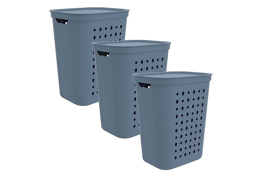 ROTHO Wäschekorb 3er-Set Wäschesammler mit Deckel Jona 55l (Wäschesammlerse günstig online kaufen