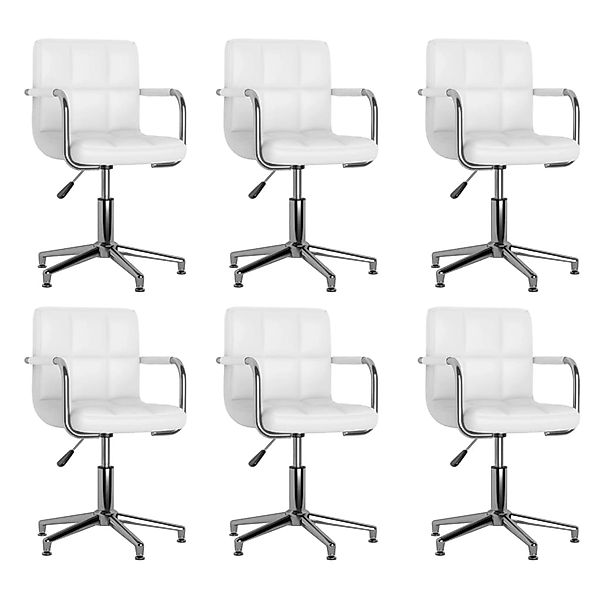 vidaXL Esszimmerstühle 6 Stk Drehbar Weiß Kunstleder 3088082 günstig online kaufen