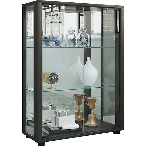 ebuy24 Sintalo Vitrinenschrank mit Spiegel 2 Glastüren Inkl LED-Leuchten Sc günstig online kaufen