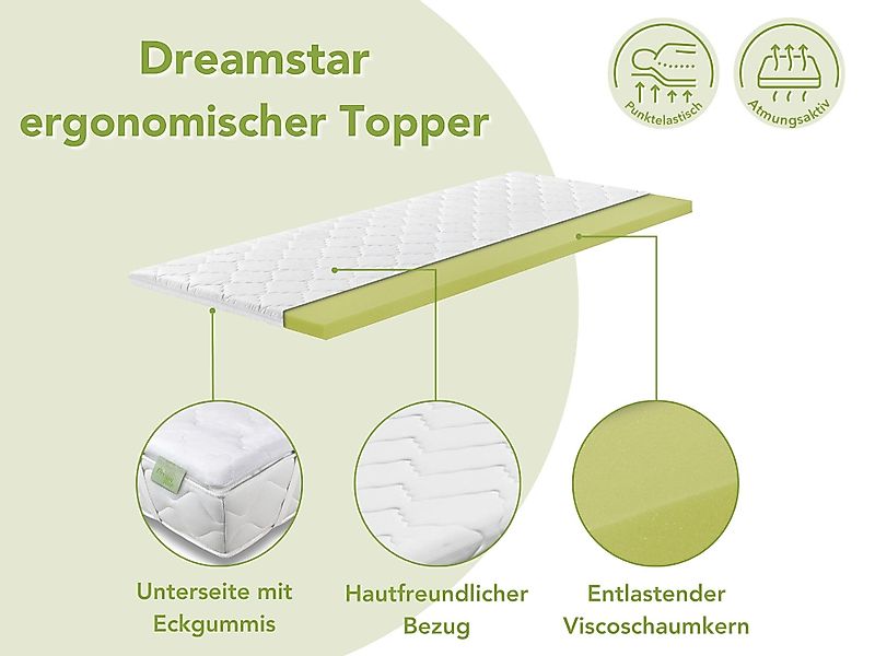 Dreamstar, Topper 180x200, 140x200, 90x200 cm und weitere Größen, 6 cm hoch günstig online kaufen