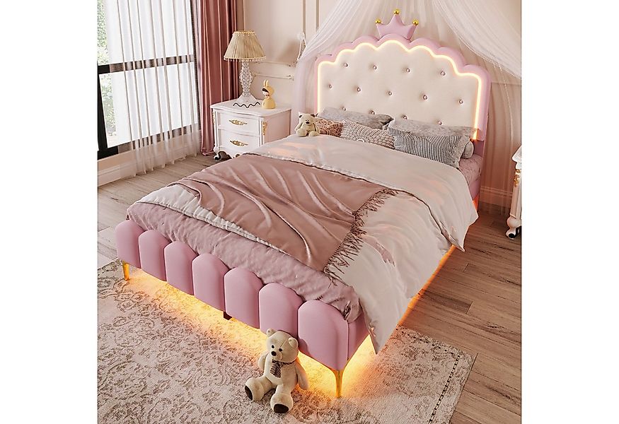 STILVORA Polsterbett mit Lattenrost,Prinzessinnen Polsterbett 140x200 mit m günstig online kaufen