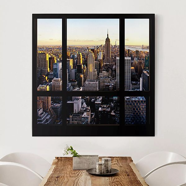 Leinwandbild New York - Quadrat Fensterblick am Abend über New York günstig online kaufen