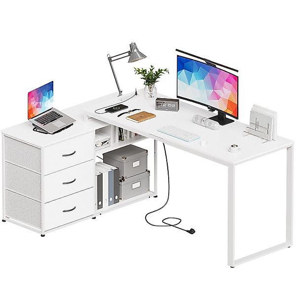 HOMALL Schreibtisch L-förmiger Computertisch mit 3 günstig online kaufen