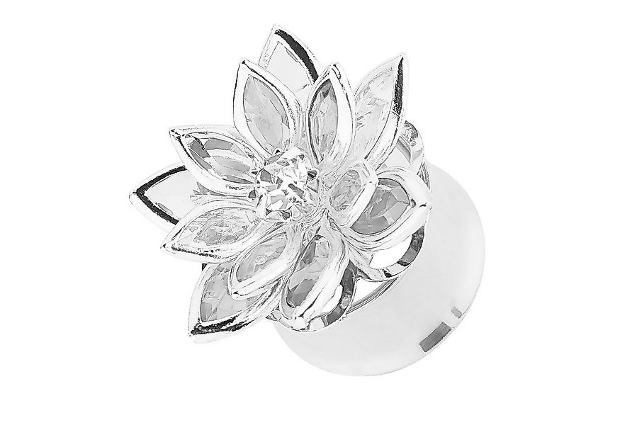 Taffstyle Plug Piercing Edelstahl Blumen Blüte Strass Kristallen, Ohr Plug günstig online kaufen