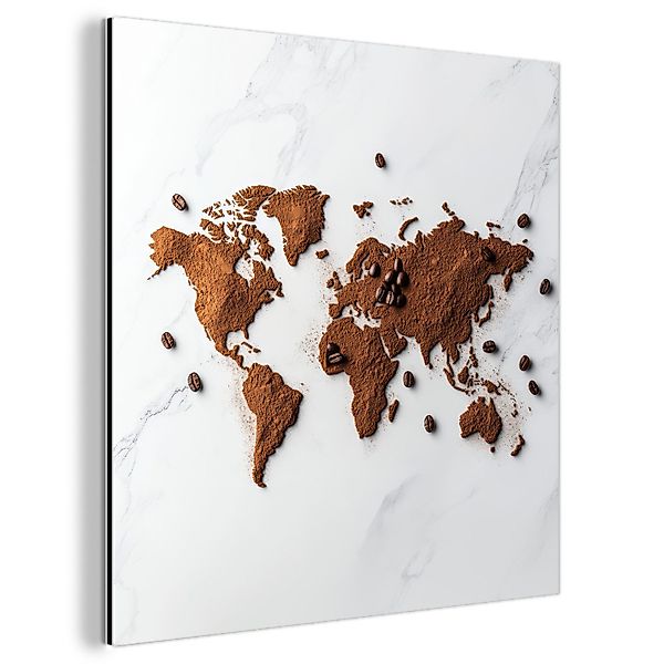 MuchoWow Metallbild Weltkarte - Kaffee - günstig online kaufen