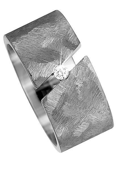 JOBO Partnerring "Breiter Ring mit Diamant 0,05 ct.", Titan günstig online kaufen