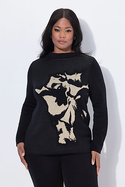 Ulla Popken Strickpullover Pullover Blüten Glitter günstig online kaufen