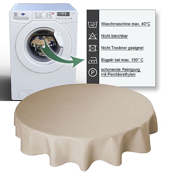 Haus und Deko Tischdecke Tischdecke rund 160 cm Ø beschichtet Leinenoptik w günstig online kaufen