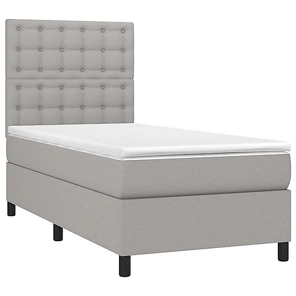 vidaXL Boxspringbett mit Matratze & LED Hellgrau 90x190 cm Stoff 3135157 günstig online kaufen