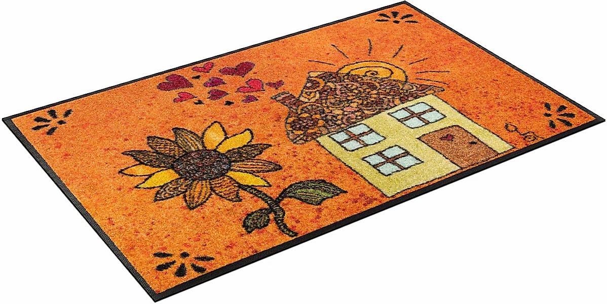 wash+dry by Kleen-Tex Fußmatte "Sonnenhaus" rechteckig 7 mm Höhe Schmutzfan günstig online kaufen