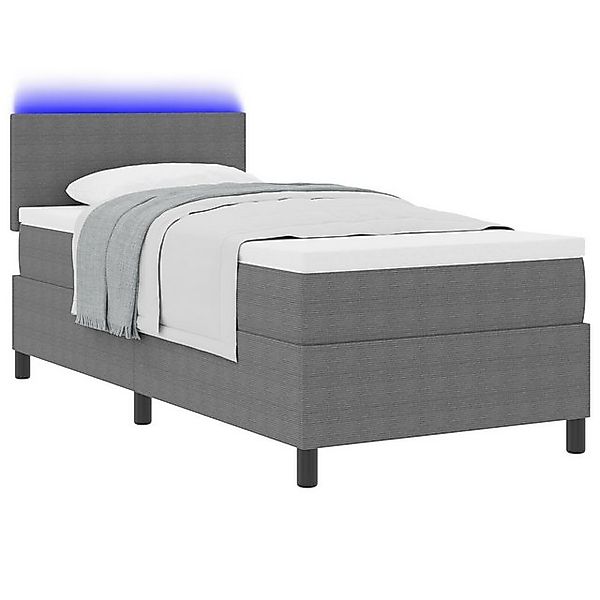 vidaXL Bett Boxspringbett mit Matratze & LED Licht Grau 80x200 cm Cordstoff günstig online kaufen