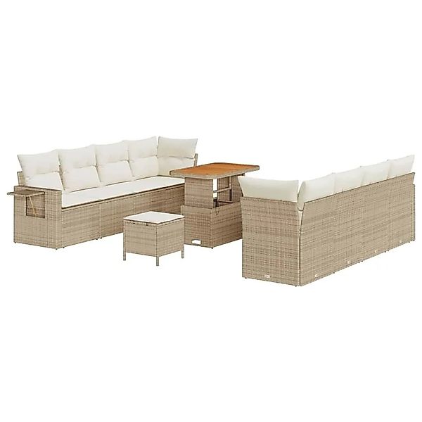 vidaXL Gartensofa-set mit Kissen 11-Tlg Beige und Creme Poly-Rattan 3363671 günstig online kaufen