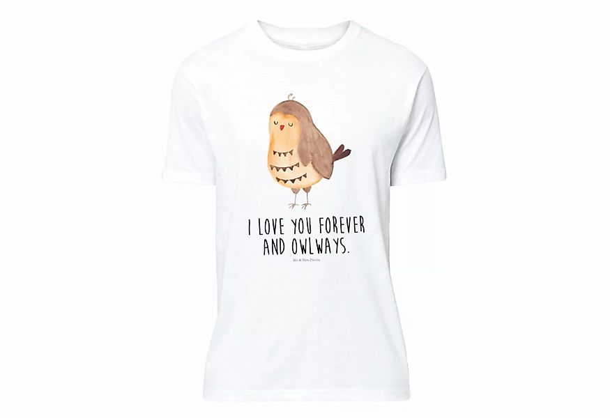 Mr. & Mrs. Panda T-Shirt Eule Zufrieden - Weiß - Geschenk, Junggesellenabsc günstig online kaufen
