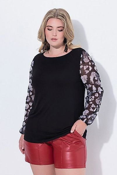 MIAMODA T-Shirt T-Shirt Classic Fit Mesh-Langarm mit Muster günstig online kaufen