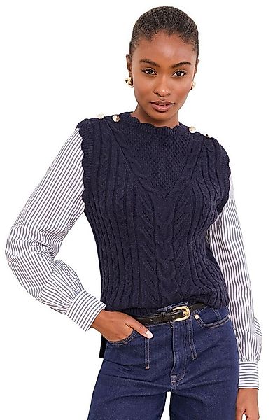 LIPSY Strickpullover Lipsy Strickpullover-Hemd-Hybrid mit Zopfmuster (1-tlg günstig online kaufen