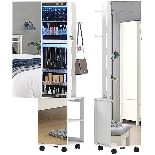 HOMCOM Schmuckschrank mit 360° drehbarem Spiegel, Schmuckschrank mit einste günstig online kaufen