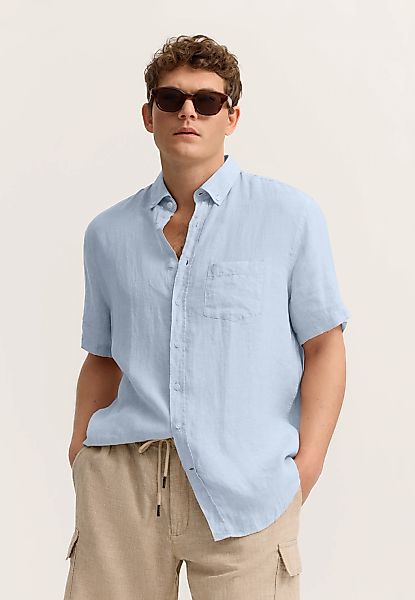 bugatti Kurzarmhemd Modern Fit aus Leinen mit Button-Down-Kragen günstig online kaufen