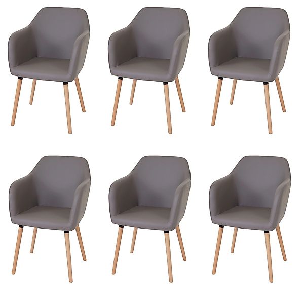 MCW Esszimmerstuhl Vaasa T381 6er-Set Kunstleder Taupe-Grau Helle Beine günstig online kaufen