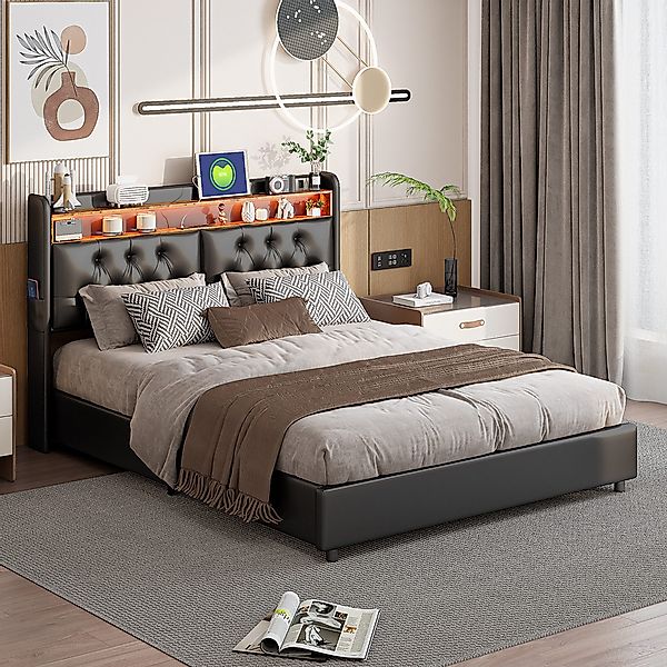 PXloue Stauraumbett LED Doppelbett, 160x200 mit günstig online kaufen
